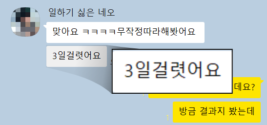 수강생 카카오톡 후기 캡처